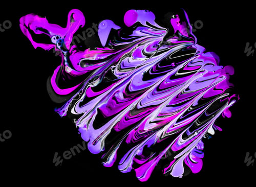 Preview: Close-up shot of thick paint of various bright colors flowing down and mixing together