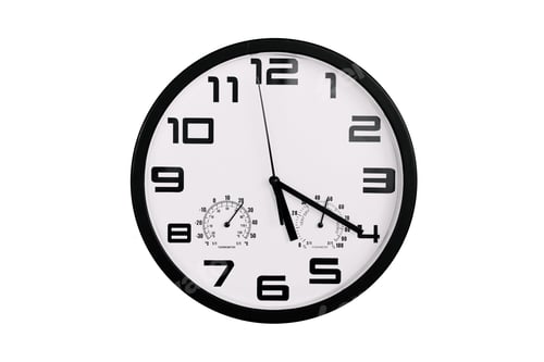 Preview: Clock with arabic numerals on wall shows 17:20 , 5:20