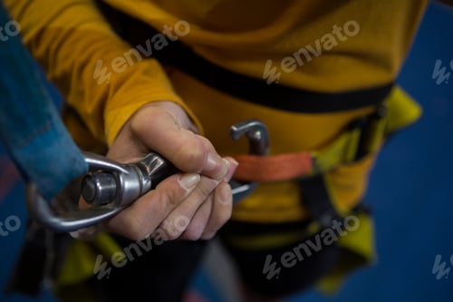 Preview: Mid section of woman tightening hook
