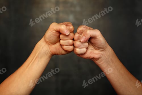Preview: Two woman hands with fists in greeting gesture