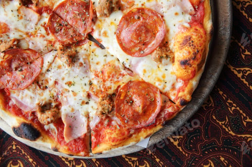 Preview: Pepperoni Pizza On Wooden Italian Food