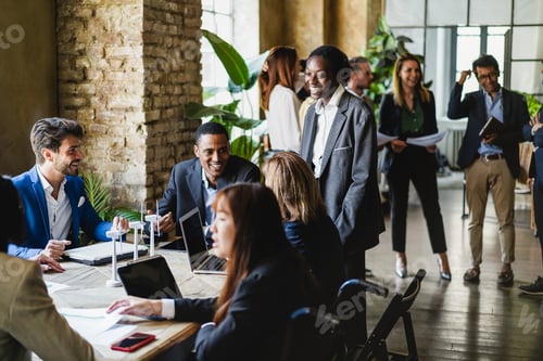 Preview: Multiracial business people working on sustainable innovation project