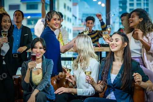 Preview: Young business people have fun at a New Year's party