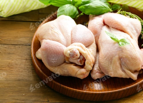 Preview: raw chicken meat with herbs and spices