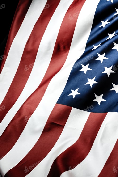 Preview: Beautifully waving star and striped American flag