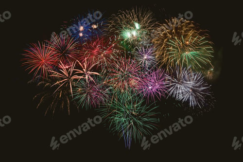 Preview: Beautiful celebration multicolored fireworks