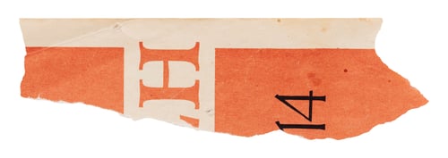 Preview: Ripped piece of old vintage book cover, orange paper scrap isolated for scrapbooking