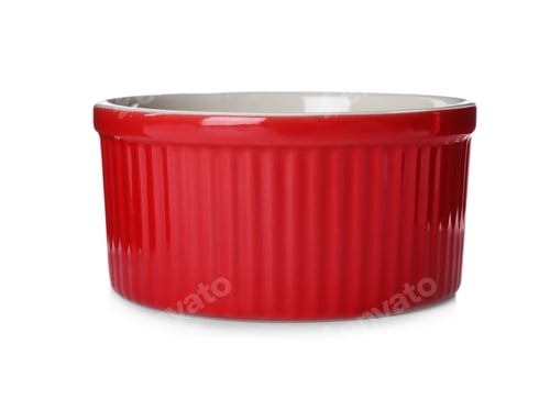 Preview: New red ramekin isolated on white. Kitchenware