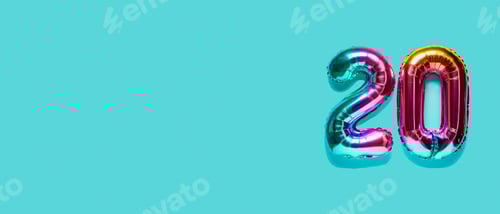 Preview: Rainbow foil balloon number. Top view.