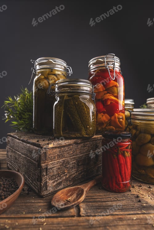 Preview: Jars of pickled cucumbers