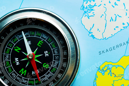 Preview: compass on map background travel