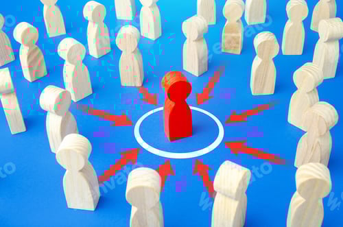 Preview: The red man is protected by a barrier from external threats. Information hygiene. Protection of phys