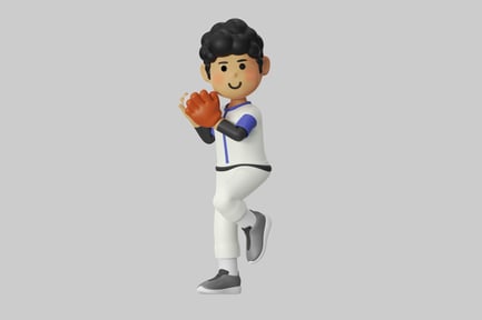 Preview: Cartoon baseball player catching ball