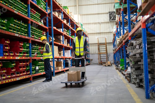 Preview: Warehouse workers checking the inventory.