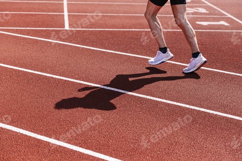 Preview: Shadow of a runner on a running court.