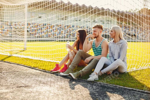 Preview: Sports people training at the stadium