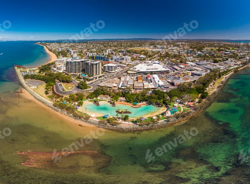 Preview: Aerial drone view of Settlement Cove Lagoon, Redcliffe, Australi