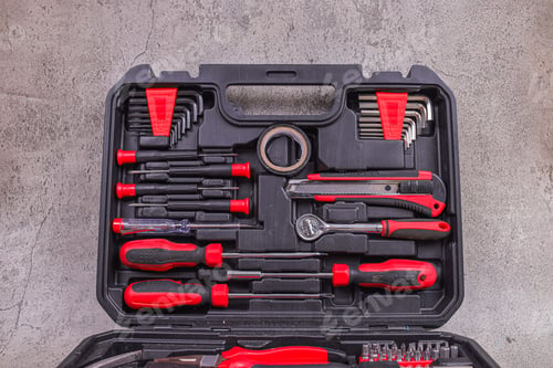 Preview: Organized Toolbox With Variety Of Essential Hand Tools For DIY Projects And Professional Repairs