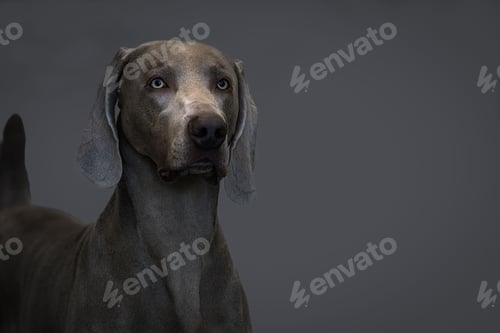 Preview: Adult Weimaraner on a gray background