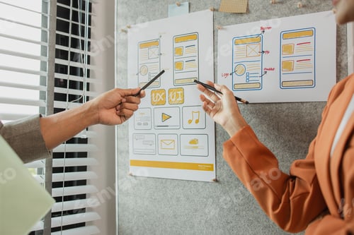 Preview: Process of creating an interface for a mobile app, user interface and experience concept