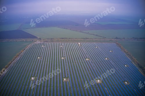Preview: Fly over a renewable solar power plant with sun in Ukraine