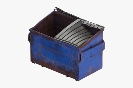 Preview: Damaged Front Load Dumpster with Open/Closed Lid