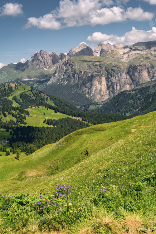 Preview: Scenery landscape with green mountain under sky