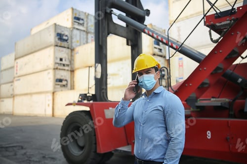Preview: Professional engineer staff team checking and inspect container for international business logistic
