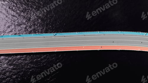 Preview: Aerial top view of pedestrian and cycling path lane on Park bridge