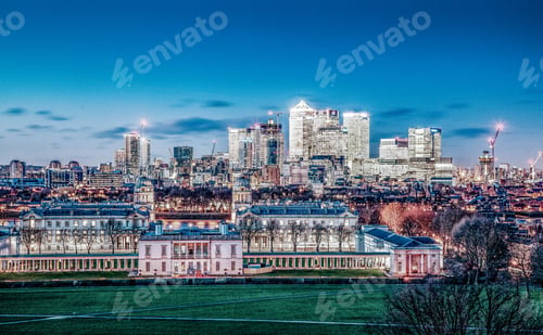 Preview: panoramic view from Greenwich on Canary Wharf