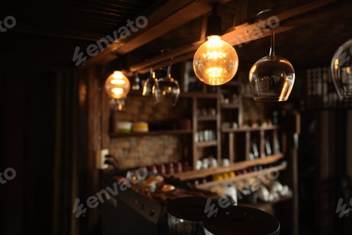 Preview: light bulb at bar in cafe