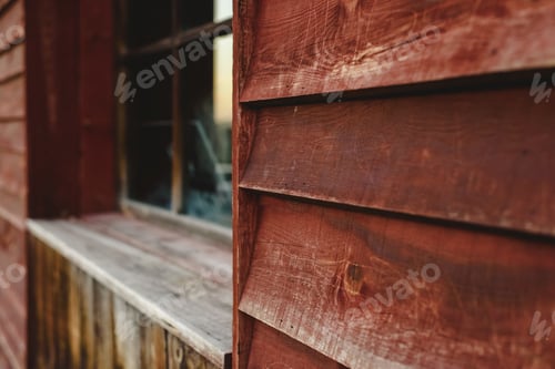 Preview: Background of aged wooden boards with reddish tones and window in the background.