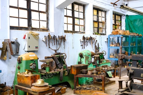 Preview: Brass materials in an old craft workshop.