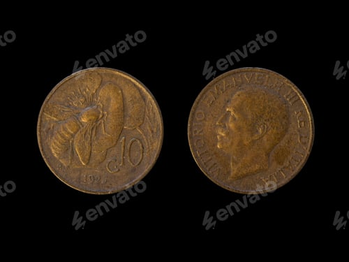 Preview: Vintage fascist Italy Lira coins, depicting king Vittorio Emanuele