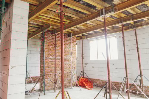 Preview: Construction Site Interior with Scaffolding and Brick Walls