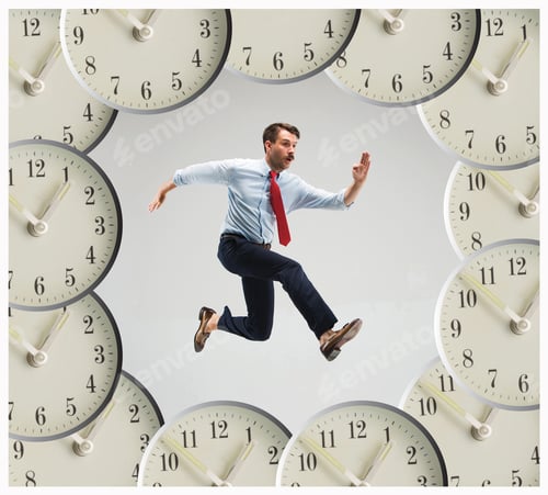 Preview: Businessman Running Over Alarm Clock.