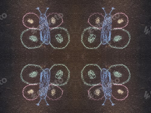 Preview: Sketching butterfly on the asphalt with chalk with mirror effect pattern