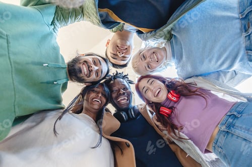 Preview: Circle of Smiling Friends from Above - Unity and Diversity