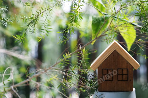 Preview: Wood house green nature background