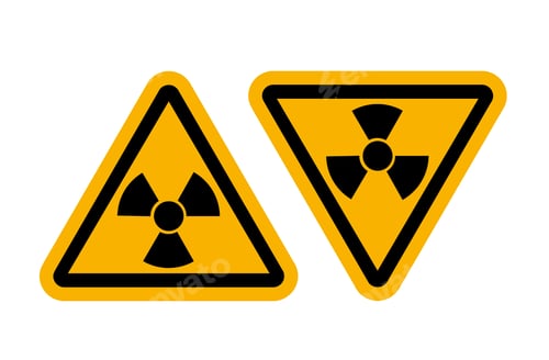 Preview: Radiation signs with glossy yellow surface