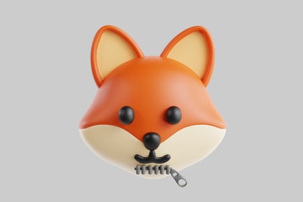 Preview: Zipped mouth fox portrait head