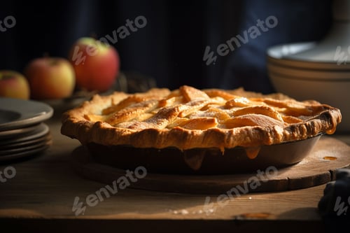 Preview: Freshly-baked, tasty apple pie with a golden-brown, flaky crust