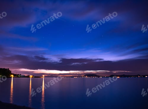 Preview: Purple shaded evening sky on Lake Balaton, Hungary