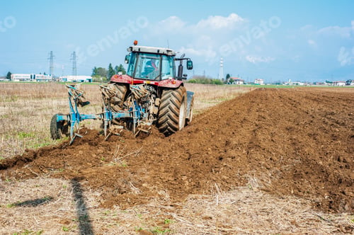 Preview: Tractor plowing the stubble field