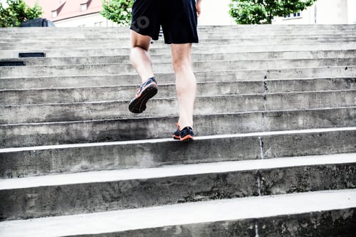 Preview: Man running on stairs, training