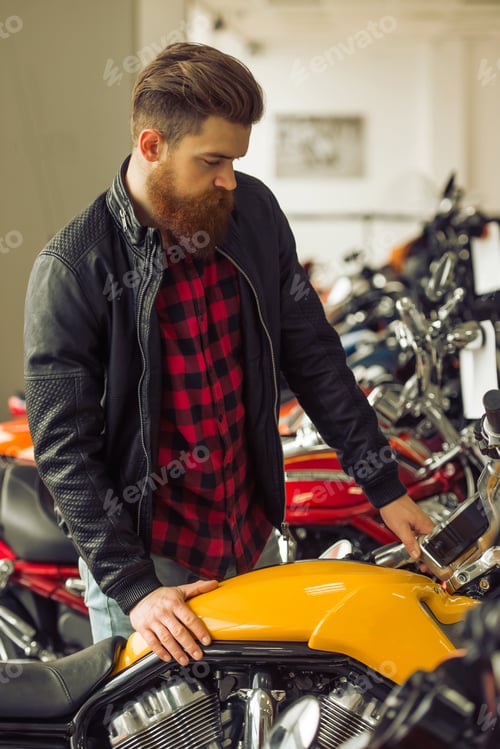 Preview: Man with motorbike