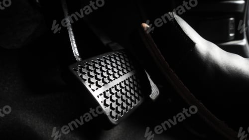 Preview: Accelerator and breaking pedal in a car. Close up