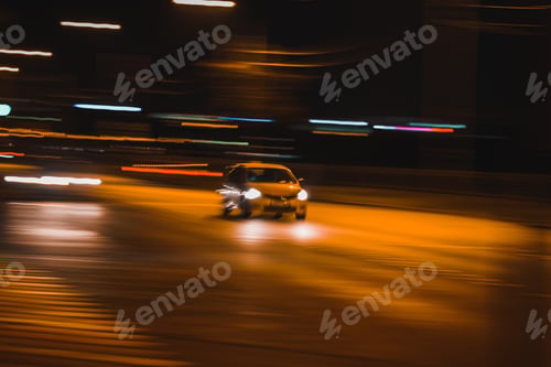 Preview: Fast moving car. Motion blur.