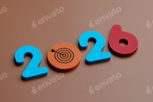 Preview: Colored wooden numbers and a target symbol form 2026.