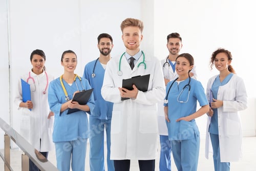 Preview: Team of medical workers in hospital. Unity concept